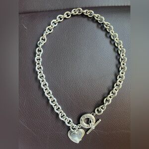 Vintage Chunky 925 silver toggle double heart necklace chain 65 grams! 16” long